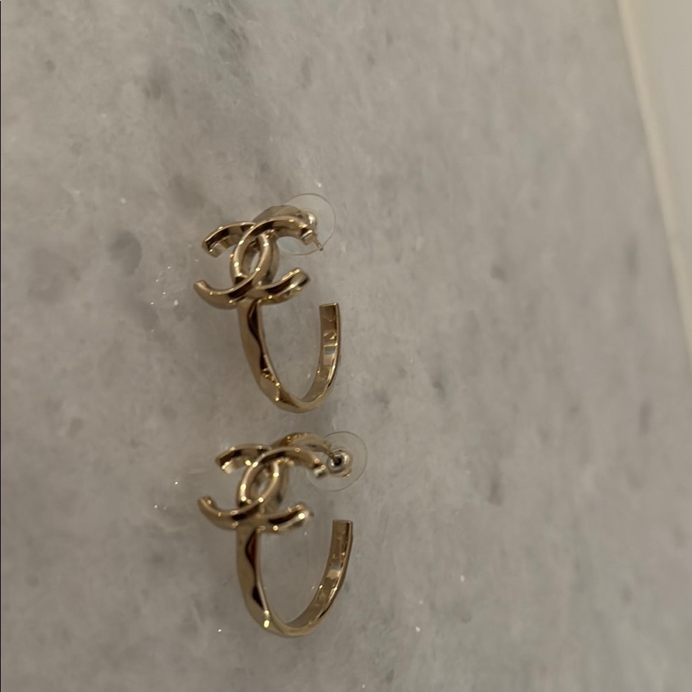 Authentic Chanel Gold Hoop Earrings